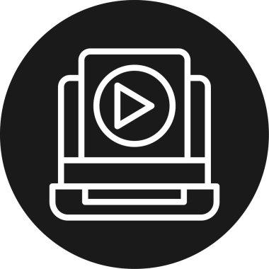 Eğitim Video Çizgisi Çemberi BG Simgesi, Basit Tasarımlı Vektör Resimleri