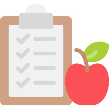 Diyet Planı Düz Simge, Basit Tasarımlı Vektör İllüstrasyonu