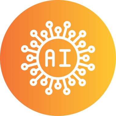 Yapay zeka Satırı Gradyan Çemberi Simgesi, Basit Tasarımlı Vektör Resimleri