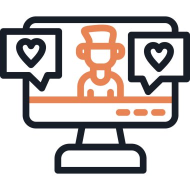 Sosyal Medya Taktik Çizgisi Simge Ögesi, Basit Tasarımlı Vektör İllüstrasyonu