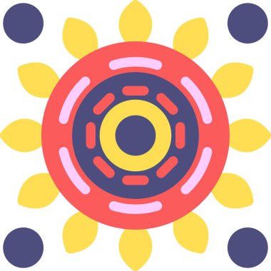 Mandala Düz Simgesi, Basit Tasarımlı Vektör Resimleri