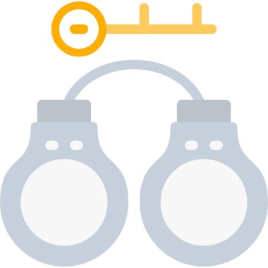 Cezaevi Anahtarı Düz Simgesi, Basit Tasarımlı Vektör İllüstrasyonu