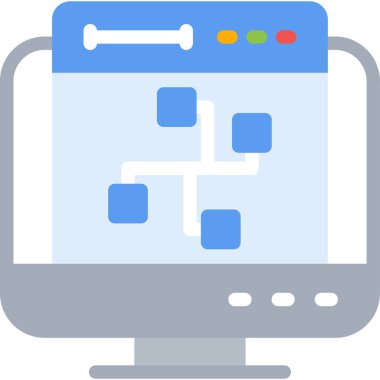 Yazılım Mimarisi Düz Simge, Basit Tasarımlı Vektör İllüstrasyonu