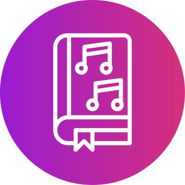 Müzik Satırı Gradyan Çemberi Simgesi ile Öğrenme, Basit Tasarımlı Vektör Resimleri