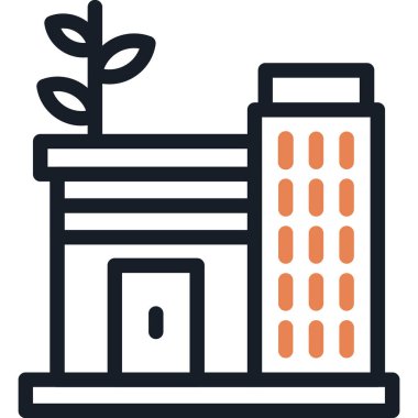 Çatı Bahçe Çizgisi Simgesi, Basit Tasarımlı Vektör İllüstrasyonu