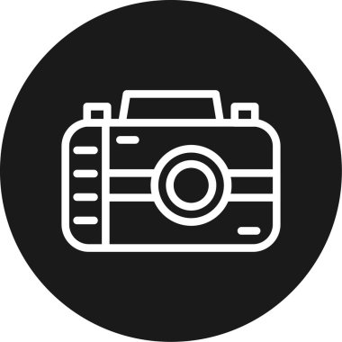 Dijital Kamera Hattı Çemberi BG Simgesi, Basit Tasarımlı Vektör Resimleri