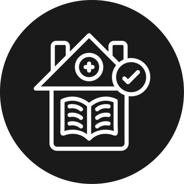 Kütüphane Satırı Çemberi BG Simgesi, Basit Tasarımlı Vektör İllüstrasyonu