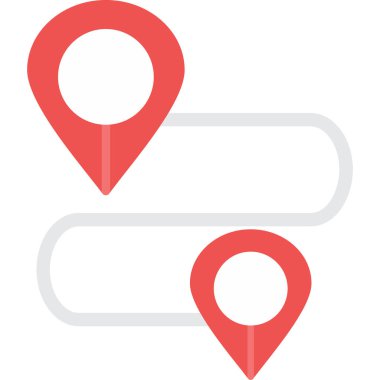 Konum Rotası Düz Simgesi, Basit Tasarımlı Vektör Resimleri