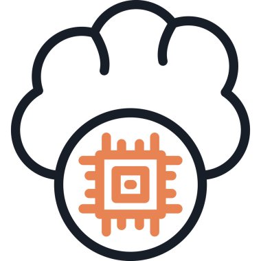 Bulut Otomasyon Çizgisi Simgesi, Basit Tasarımlı Vektör İllüstrasyonu