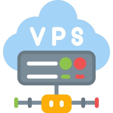 VPS Ev Sahipliği Düz Simge, Basit Tasarımlı Vektör İllüstrasyonu