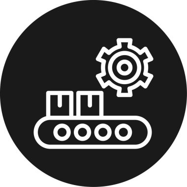 Prodüksiyon Çizgisi Çemberi BG Simgesi, Basit Tasarımlı Vektör Resimleri