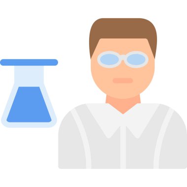 Bilim adamı Düz Simge, Basit Tasarımlı Vektör İllüstrasyonu