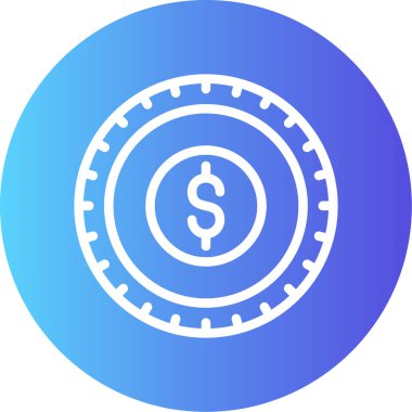 Sikke Çizgisi Gradyan Çemberi Simgesi, Basit Tasarımlı Vektör İllüstrasyonu