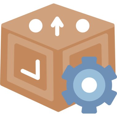 Tedarik Zinciri Düz Simgesi, Basit Tasarımlı Vektör İllüstrasyonu