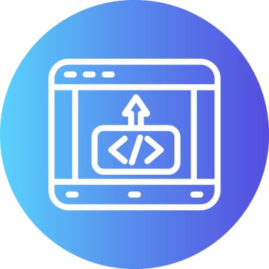 Kod Uygulama Çizgisi Gradyan Çemberi Simgesi, Basit Tasarımlı Vektör Resimleri