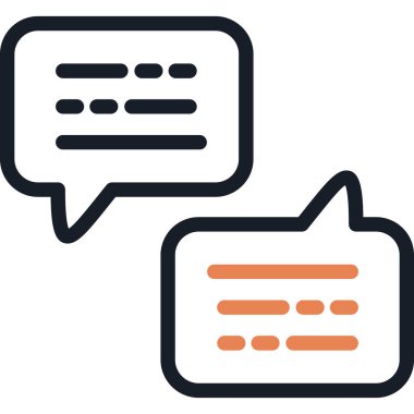 Yorum Kabarcığı Satırı Simgesi, Basit Tasarımlı Vektör İllüstrasyonu