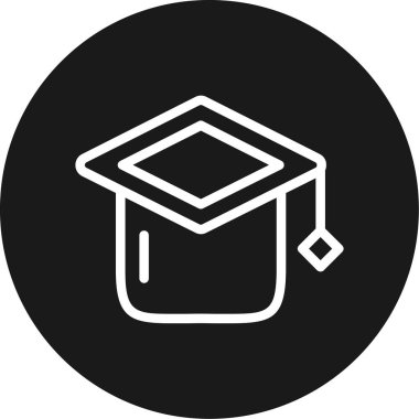 Mezuniyet Cap Çizgisi Çemberi BG Simgesi, Basit Tasarımlı Vektör Resimleri