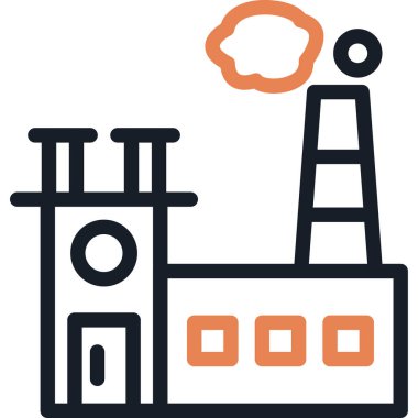 Fabrika Düzeni Çizgisi Simgesi, Basit Tasarımlı Vektör İllüstrasyonu