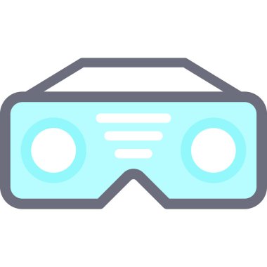 VR Kulaklık Düz Simgesi, Basit Tasarımlı Vektör İllüstrasyonu