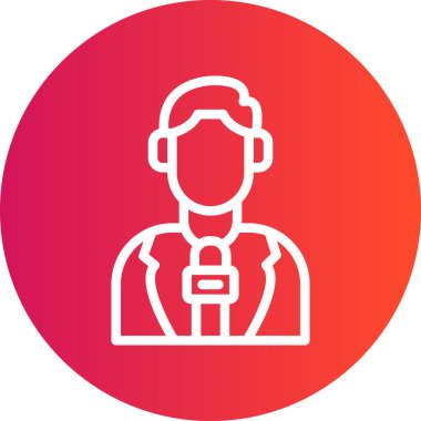 Haber muhabiri Satırı Gradyan Çemberi Simgesi, Basit Tasarımlı Vektör Resimleri