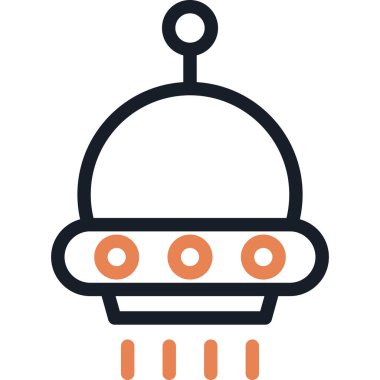 UFO Çizgisi Simgesi, Basit Tasarımlı Vektör Resimleri