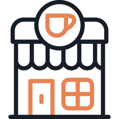 Kafe Çizgisi Simgesi, Basit Tasarımlı Vektör İllüzyonu