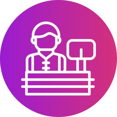 Masa Satırı Gradyan Çemberi Simgesi, Vektör İllüstrasyonuna Basit Tasarımlı Yardım