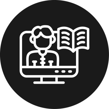 Çevrimiçi Öğrenme Satırı Çemberi BG Simgesi, Basit Tasarımlı Vektör Resimleri