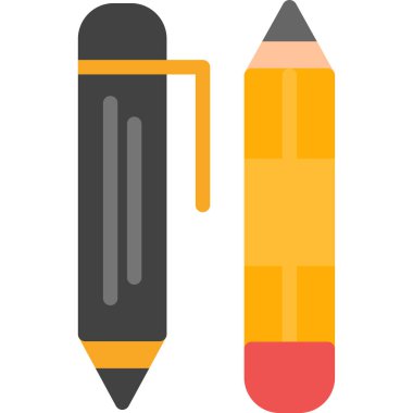 Ofis Kırtasiyesi Düz Simgesi, Basit Tasarımlı Vektör Resimleri