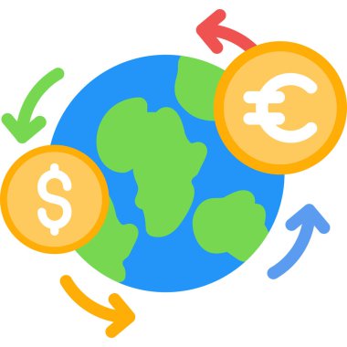 Basit Tasarımlı Küresel Ticari Düz Simge, Vektör İllüstrasyonu