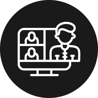 Çevrimiçi Konferans Hattı Çemberi BG Simgesi, Basit Tasarımlı Vektör Resimleri