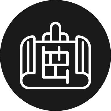 Blueprint Satırı Çemberi BG Simgesi, Basit Tasarımlı Vektör Resimleri