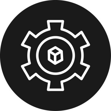 Kutu Satırı Çemberi BG Simgesi, Basit Tasarımlı Vektör Resimleri Ayarlanıyor