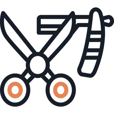 Saç Makası Satırı Simgesi, Basit Tasarımlı Vektör İllüzyonu