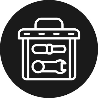 Araç Ayarları Satır Çemberi BG Simgesi, Basit Tasarımlı Vektör İllüstrasyonu