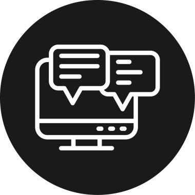 Çevrimiçi Sohbet Hattı Çemberi BG Simgesi, Basit Tasarımlı Vektör Resimleri