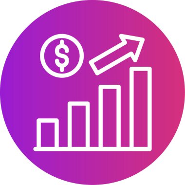 Ekonomik Büyüme Çizgisi Gradyan Çemberi Simgesi, Basit Tasarımlı Vektör Resimleri