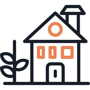 Yard Satır İkonlu Ev, Basit Tasarımlı Vektör Resimleri