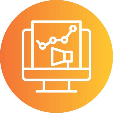 Pazarlama ROI Çizgisi Gradyan Çemberi Simgesi, Basit Tasarımlı Vektör Resimleri