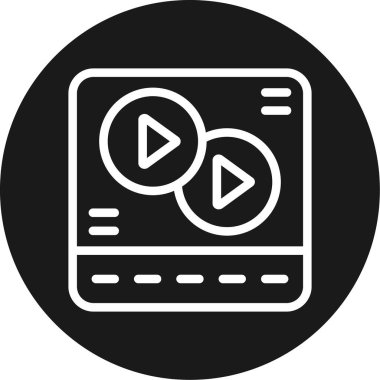 Video Oyuncu Satırı Çemberi BG Simgesi, Basit Tasarımlı Vektör Resimleri