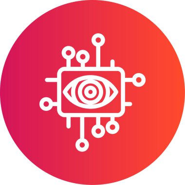 AI Görme Çizgisi Gradyan Çemberi Simgesi, Basit Tasarımlı Vektör İllüstrasyonu
