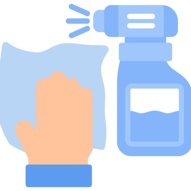 Temizlik Temizliği Düz Simgesi, Basit Tasarımlı Vektör İllüzyonu