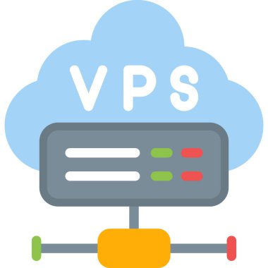 VPS Ev Sahipliği Düz Simge, Basit Tasarımlı Vektör İllüstrasyonu
