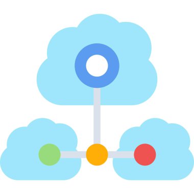 Bulut Mimarisi Düz Simge, Basit Tasarımlı Vektör İllüstrasyonu