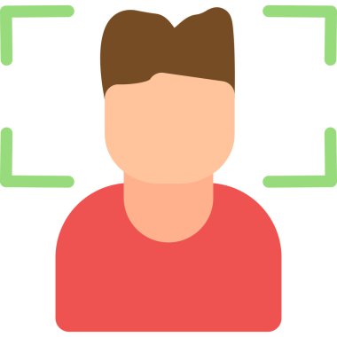 Yüz Tespit Düz Simgesi, Basit Tasarımlı Vektör Resimleri