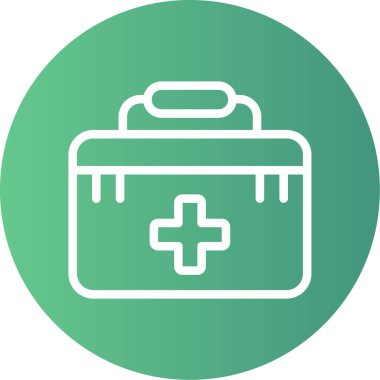 İlk Yardım Kiti Çizgisi Gradyan Çemberi Simgesi, Basit Tasarımlı Vektör İllüstrasyonu