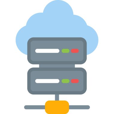 Bulut Sunucu Düz Simgesi, Basit Tasarımlı Vektör Resimleri