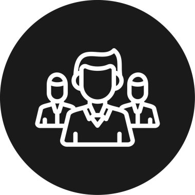 İş Takımı Çizgisi Çemberi BG Simgesi, Basit Tasarımlı Vektör Resimleri