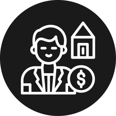 Emlakçı Çizgisi Çemberi BG Simgesi, Basit Tasarımlı Vektör Resimleri