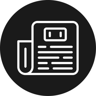 Gazete Satırı Çemberi BG Simgesi, Basit Tasarımlı Vektör İllüstrasyonu